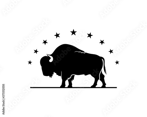 Buffalo silhouette with stars on top