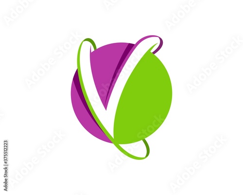 Abstract circle shape with V letter initial inside