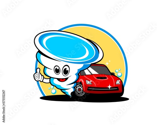 Car wash with cartoon twister