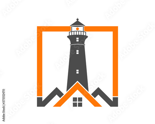 House real estate with light house inside the rectangle