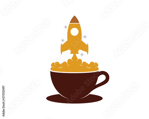 Coffee cup with rocket launch on top