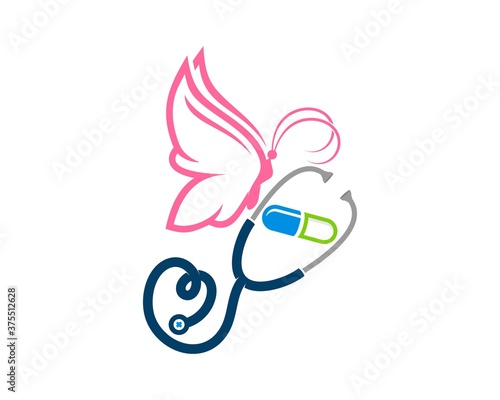 Stethoscope with medical capsule and butterfly