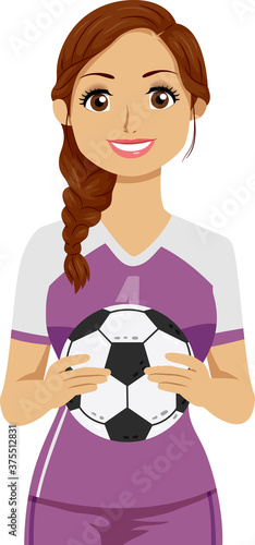 Teen Girl Hold Soccer Ball Illustration