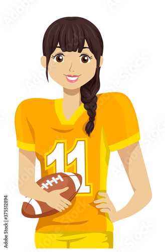 Teen Girl Tackle Football Player Illustration