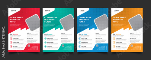Creative professional corporate modern business style flyer templates Simple design in minimalist style vector design illustration. color red green blue yellow 