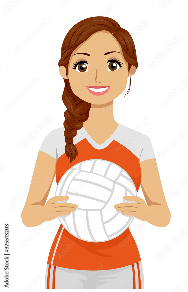 Teen Girl Volleyball Player Illustration Stock Vector | Adobe Stock