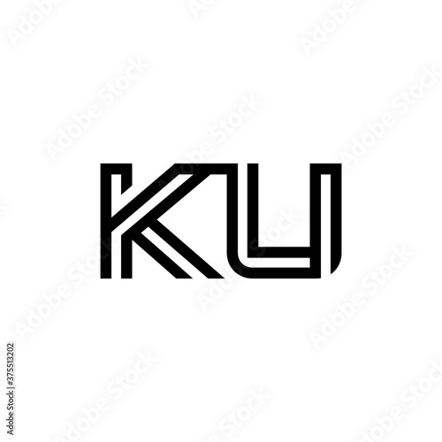 initial letter ku line stroke logo modern