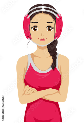 Teen Girl Wrestling Illustration