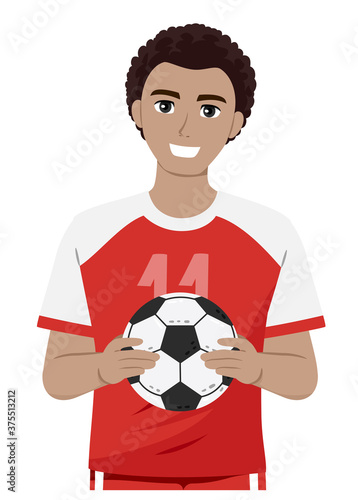 Teen Guy Black Hold Ball Soccer Illustration