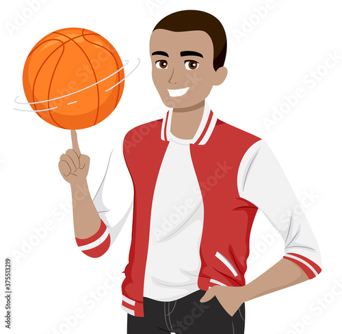 Teen Guy Black Varsity Basketball Illustration