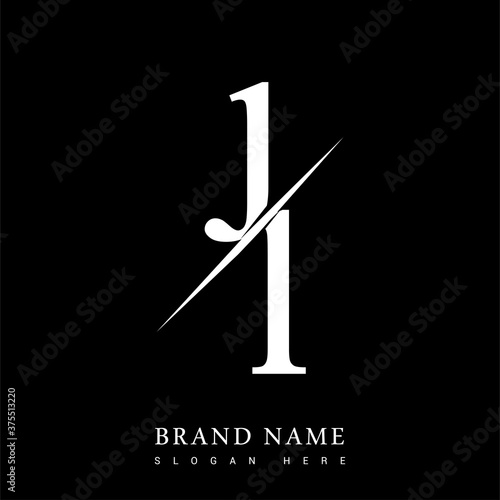 initial logo letter JL for company name black and white color and slash design. vector logotype for business and company identity.