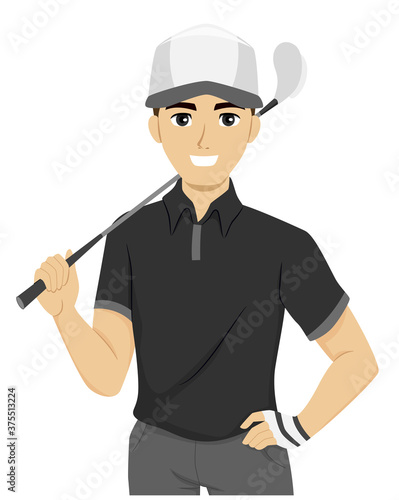 Teen Guy Golf Club Illustration