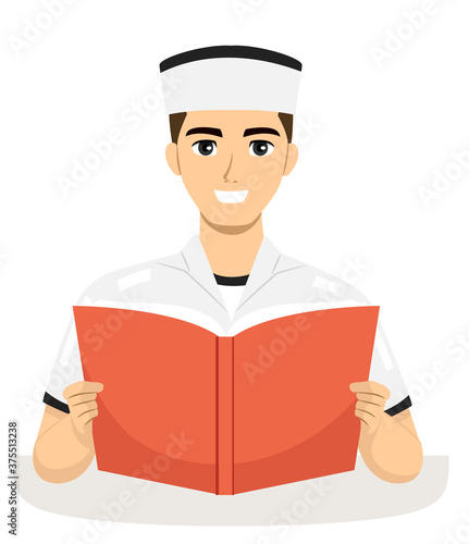 Teen Guy Navy Book Illustra...