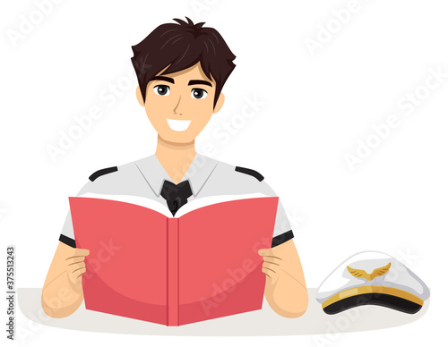 Teen Guy Pilot Book Illustration