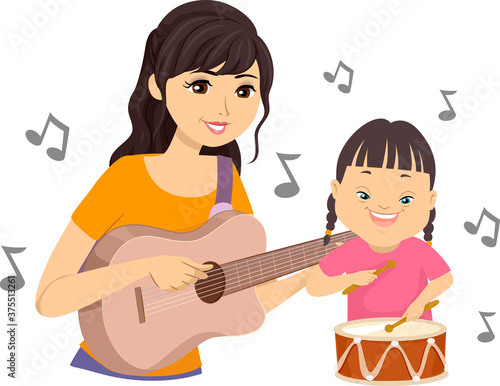 Teen Play Music Kid Down Sy...