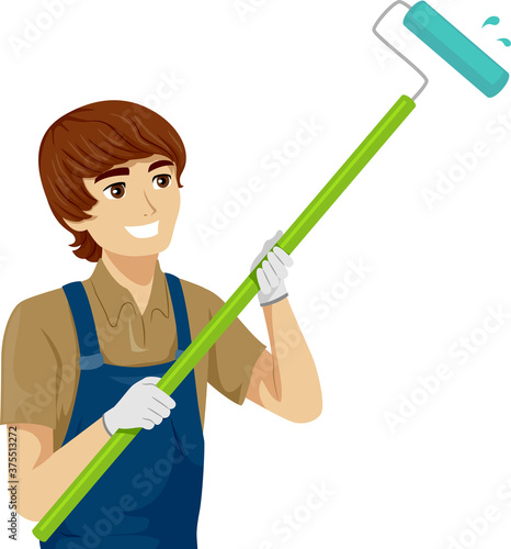 Teen Boy Job House Painter Illustration