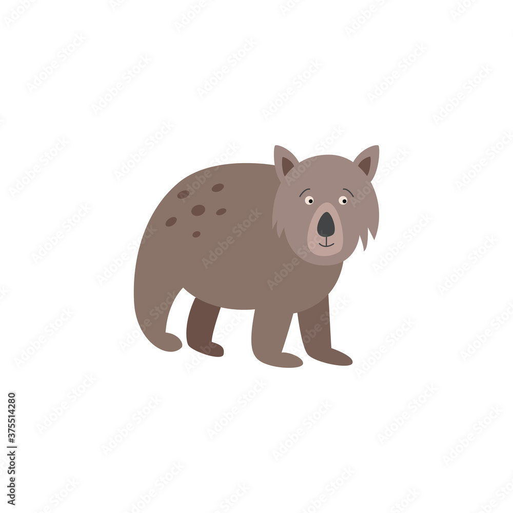Vector illustration of a cute Australian wombat isolated on a white background. Vector illustration of a cute Australian wombat isolated on a white background.