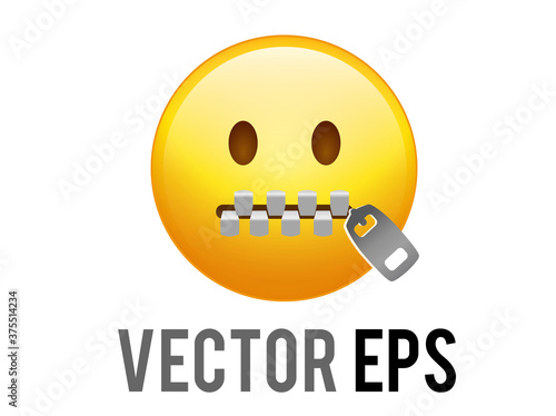 vector isolated gradient yellow zipper mouth face emoji icon
