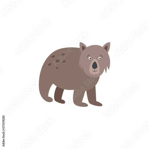 Vector illustration of a cute Australian wombat isolated on a white background.
