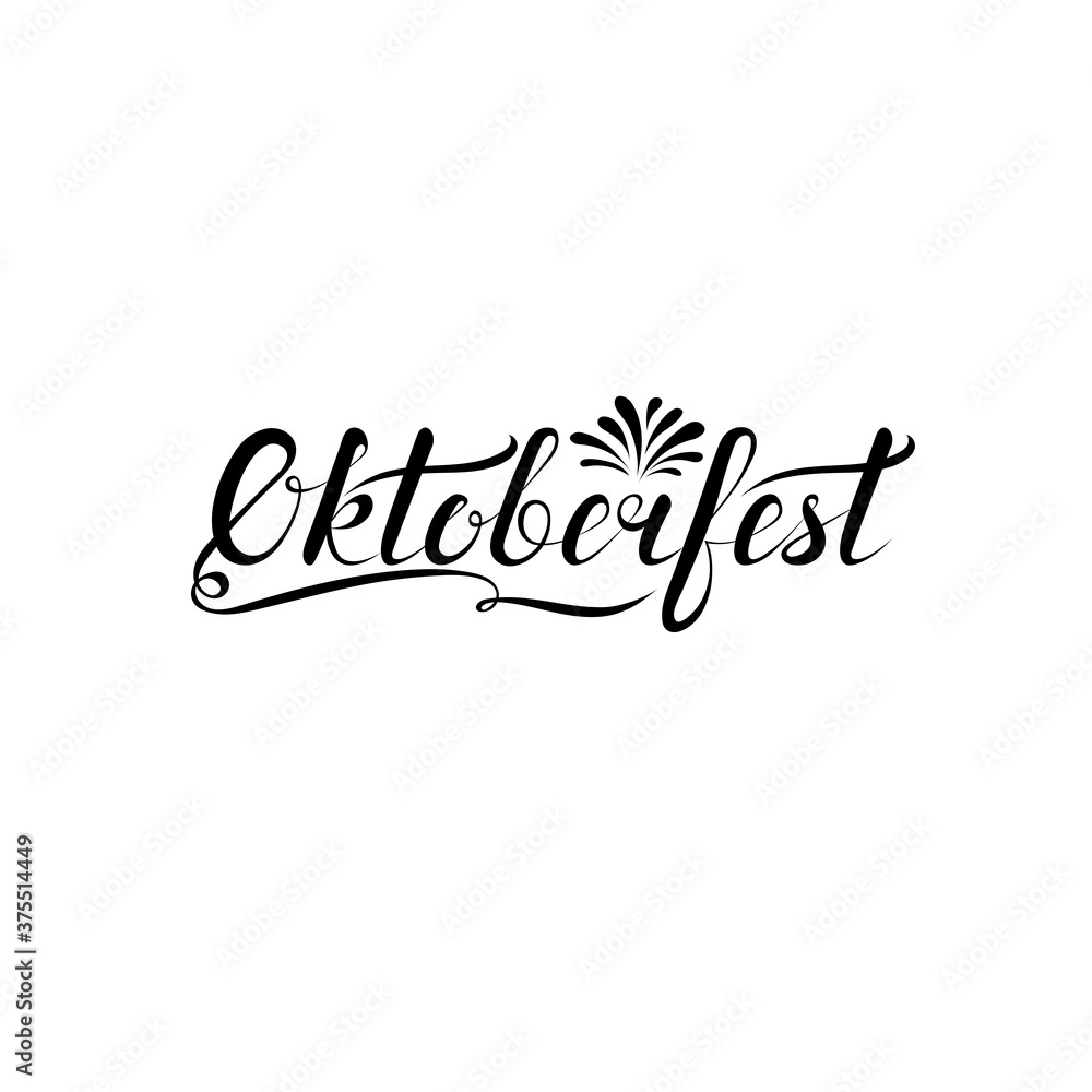 oktoberfest text. handwritten calligraphy inscription. design element for card, banner, invitation, t shirt, flyer, sign, poster, print. black and white vector illustration. calligraphic text
