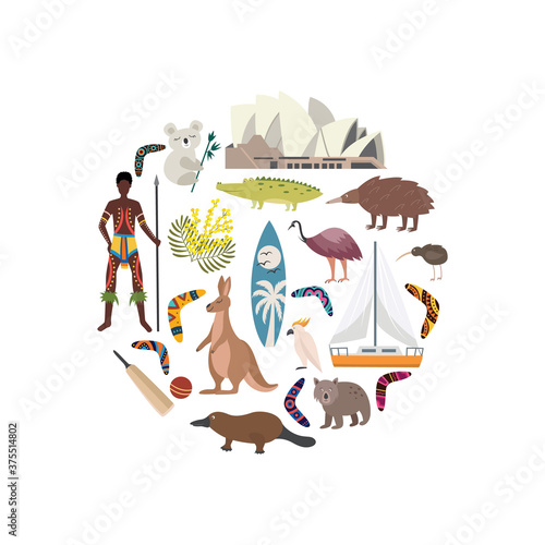 Vector set of Australian national symbols and icons.
