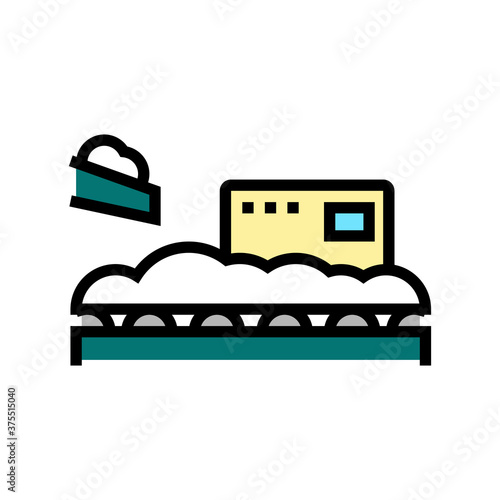 wood chips add on conveyor color icon vector. wood chips add on conveyor sign. isolated symbol illustration
