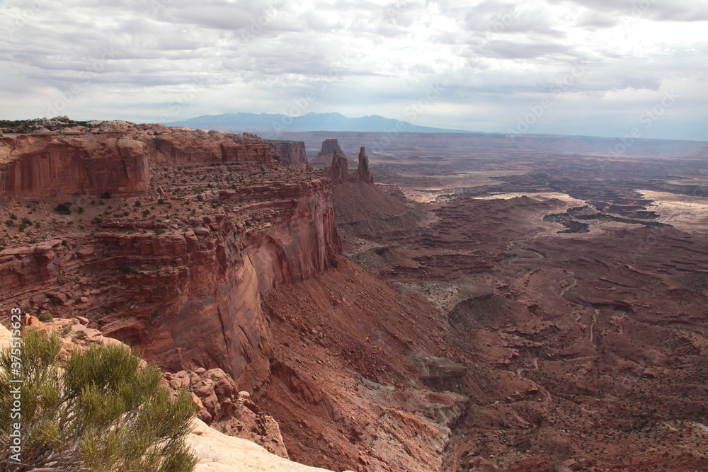 Scenic view of island in the sky seen from Mesa Arch in Canyonlands National Park Utah, USA