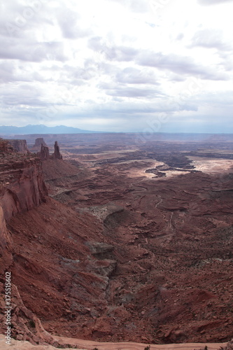 Scenic view of island in the sky seen from Mesa Arch in Canyonlands National Park Utah, USA