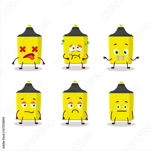 Yellow highlighter cartoon character with nope expression