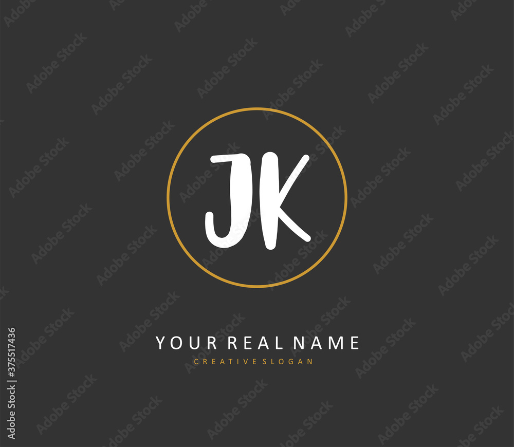 Obraz premium J K JK Initial letter handwriting and signature logo. A concept handwriting initial logo with template element.