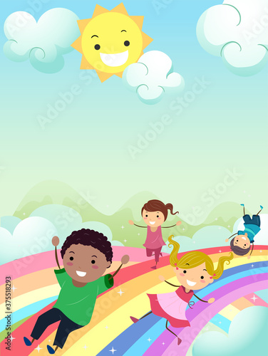 Stickman Kids Slide Rainbow...