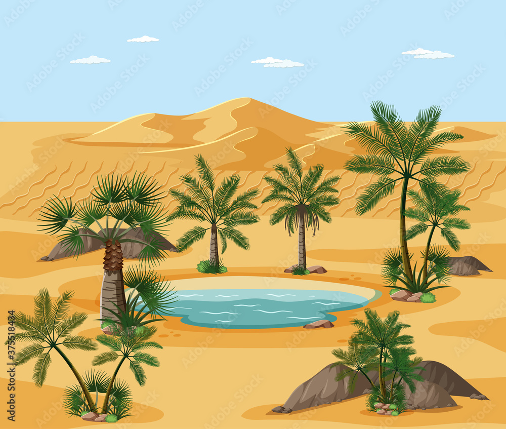 Desert landscape with nature tree elements scene Desert landscape with nature tree elements scene
