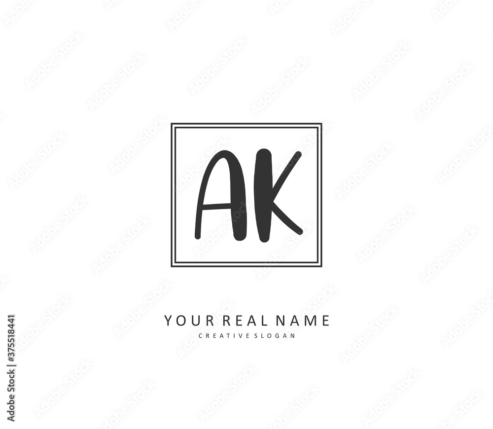 Obraz premium A K AK Initial letter handwriting and signature logo. A concept handwriting initial logo with template element.