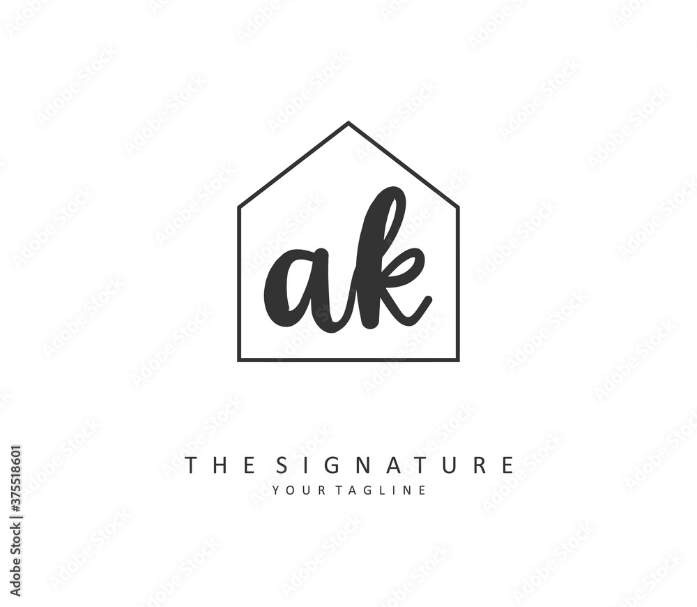A K AK Initial letter handwriting and signature logo. A concept handwriting initial logo with template element. A K AK Initial letter handwriting and signature logo. A concept handwriting initial logo with template element.