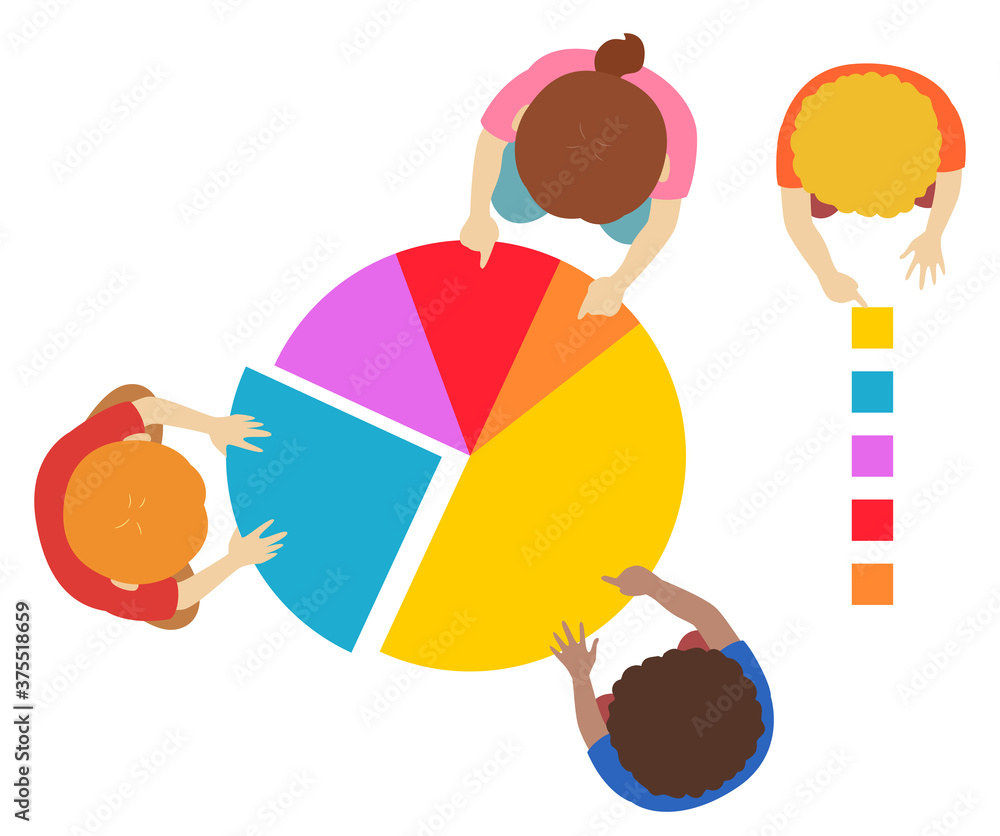 Kids Pie Chart Legend Learning Illustration Stock Vector | Adobe Stock