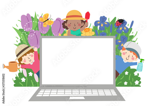 Kids Gardeners Laptop Flowe...