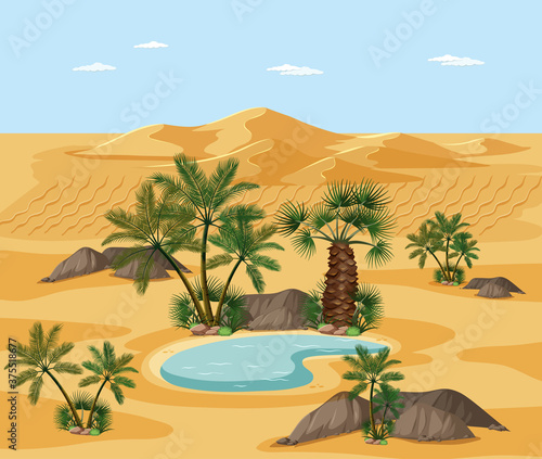 Desert landscape with nature tree elements scene