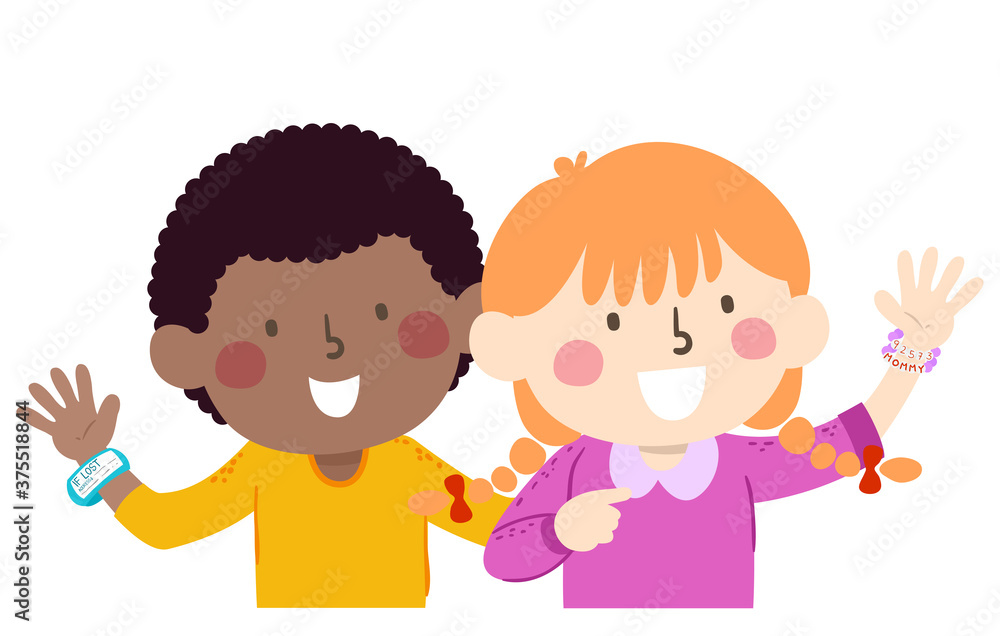 Kids Personal Information Bracelet Illustration Kids Personal Information Bracelet Illustration