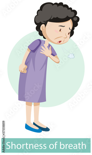 Cartoon character with shortness of breath symptoms
