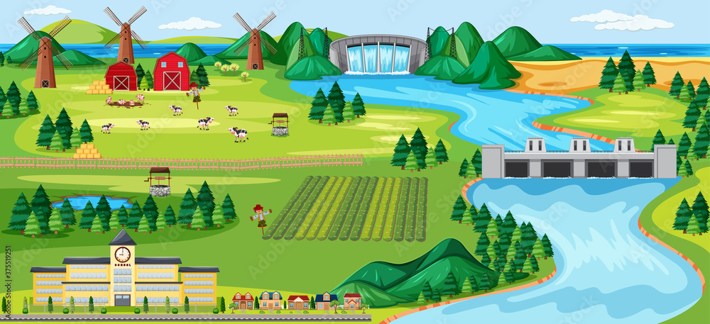 Agriculture rural landscape scene