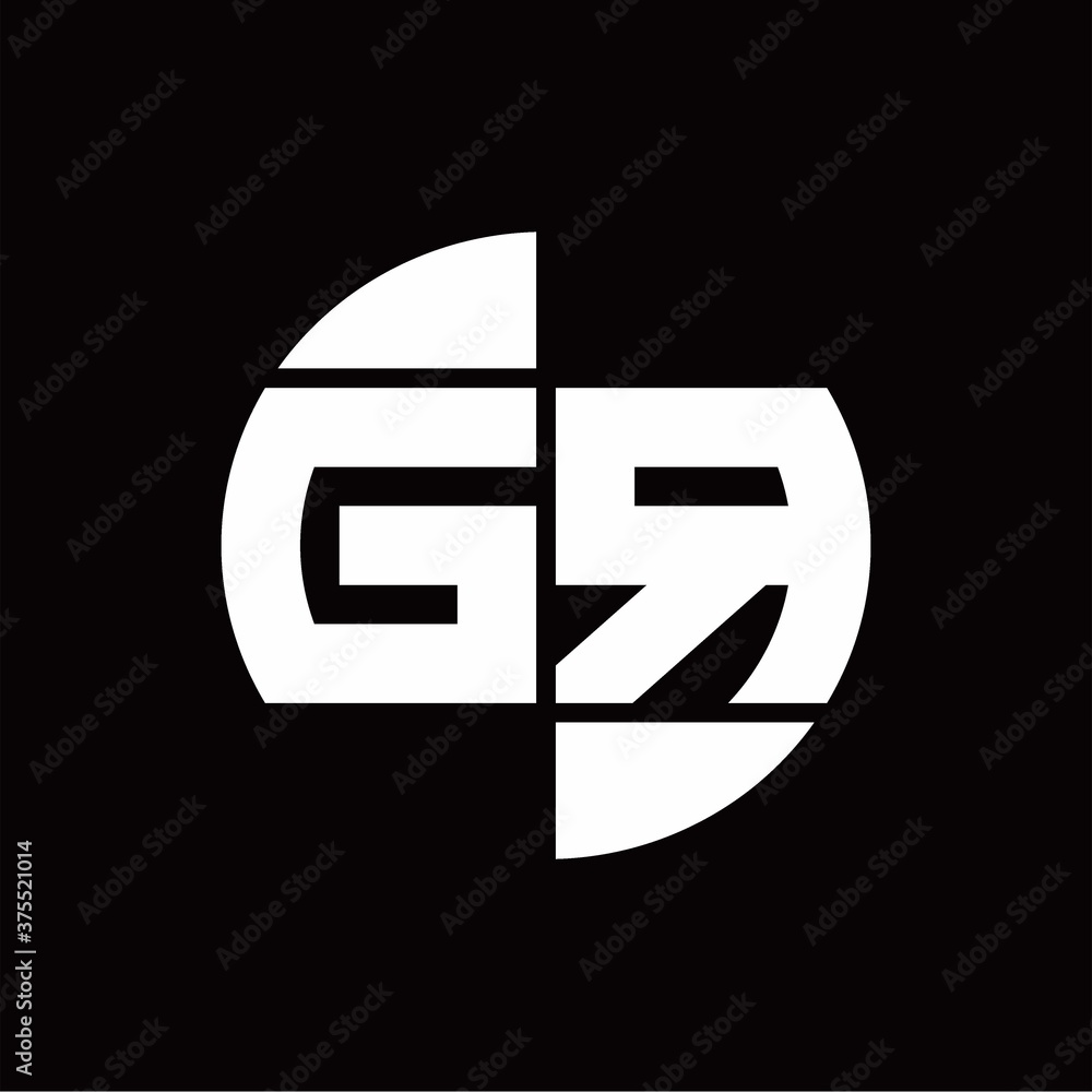 GR Logo monogram with slice circle shape rotate design template GR Logo monogram with slice circle shape rotate design template