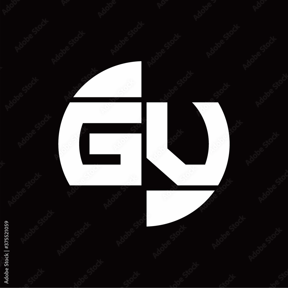 GV Logo monogram with slice circle shape rotate design template GV Logo monogram with slice circle shape rotate design template