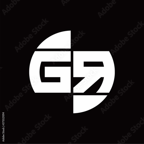 GR Logo monogram with slice circle shape rotate design template