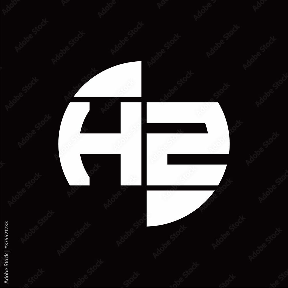 HZ Logo monogram with slice circle shape rotate design template HZ Logo monogram with slice circle shape rotate design template