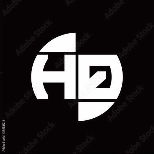 HQ Logo monogram with slice circle shape rotate design template