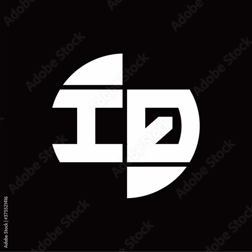 IQ Logo monogram with slice circle shape rotate design template