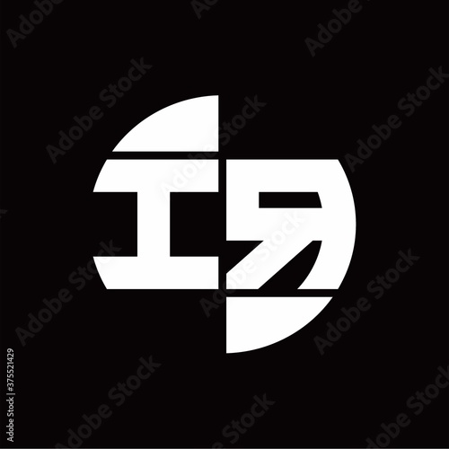 IR Logo monogram with slice circle shape rotate design template