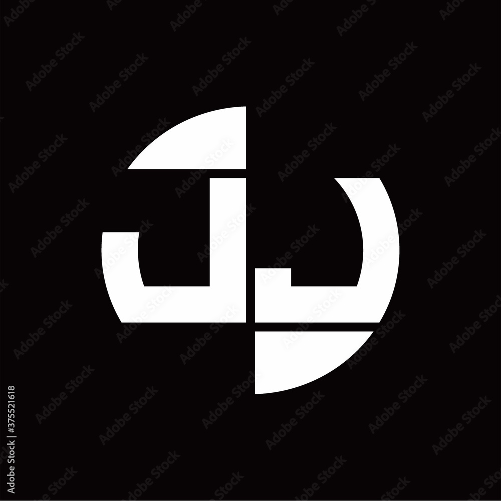 JJ Logo monogram with slice circle shape rotate design template JJ Logo monogram with slice circle shape rotate design template