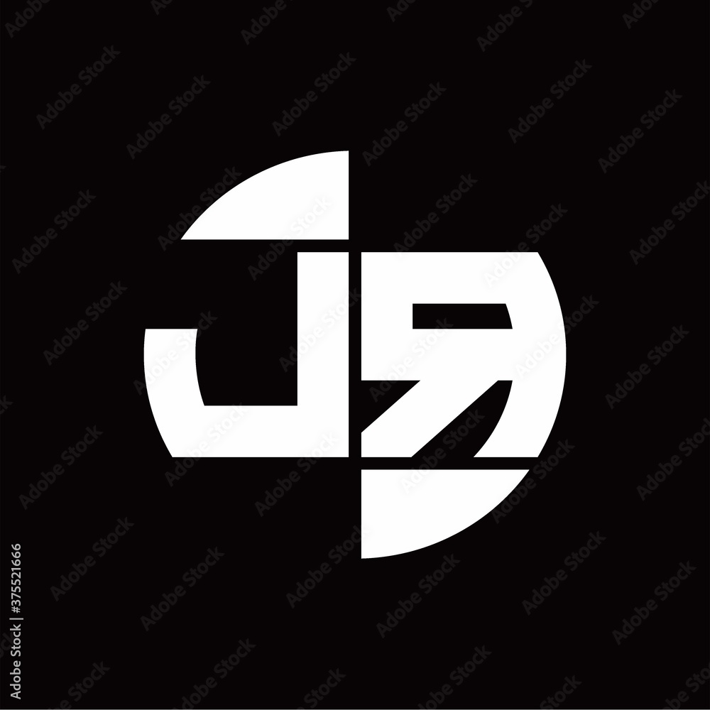 JR Logo monogram with slice circle shape rotate design template JR Logo monogram with slice circle shape rotate design template
