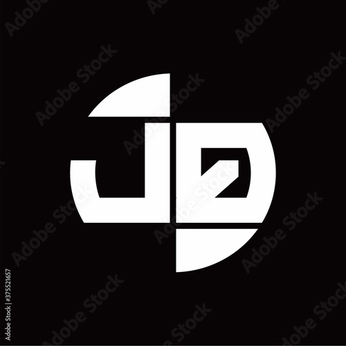 JQ Logo monogram with slice circle shape rotate design template